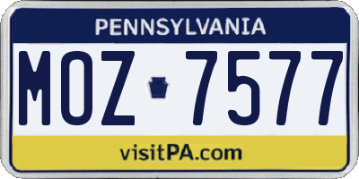PA license plate MOZ7577