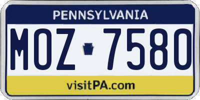 PA license plate MOZ7580