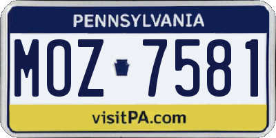PA license plate MOZ7581