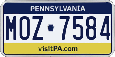 PA license plate MOZ7584