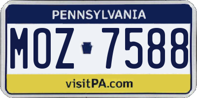 PA license plate MOZ7588