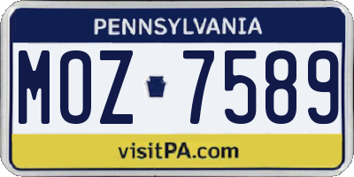 PA license plate MOZ7589
