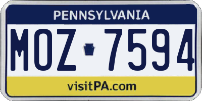 PA license plate MOZ7594