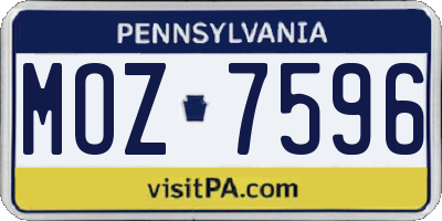 PA license plate MOZ7596