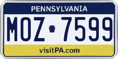 PA license plate MOZ7599