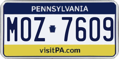PA license plate MOZ7609