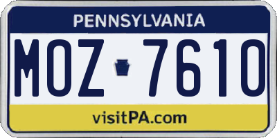 PA license plate MOZ7610