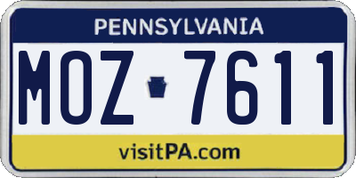 PA license plate MOZ7611