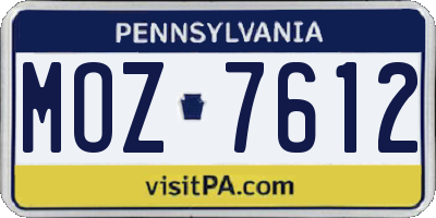 PA license plate MOZ7612
