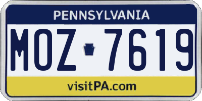 PA license plate MOZ7619