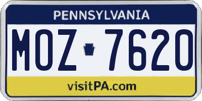 PA license plate MOZ7620