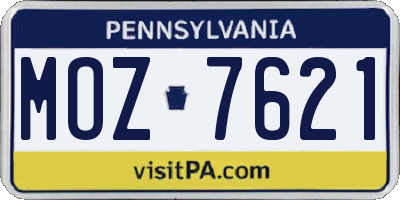 PA license plate MOZ7621