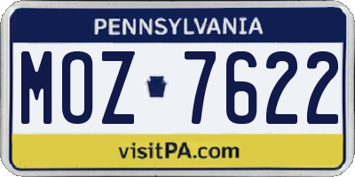 PA license plate MOZ7622
