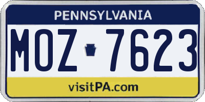 PA license plate MOZ7623