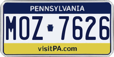 PA license plate MOZ7626