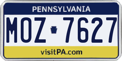 PA license plate MOZ7627