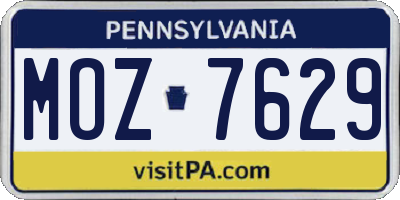 PA license plate MOZ7629