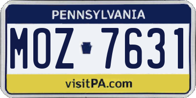 PA license plate MOZ7631