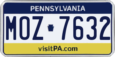 PA license plate MOZ7632