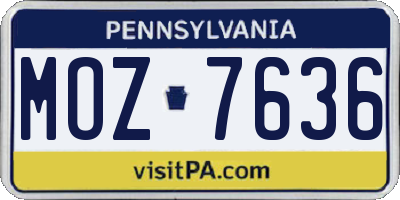 PA license plate MOZ7636