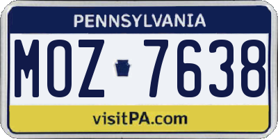 PA license plate MOZ7638