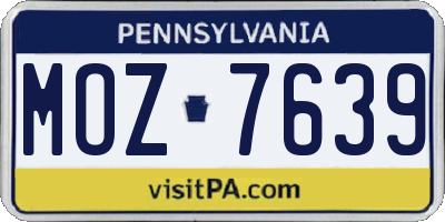 PA license plate MOZ7639