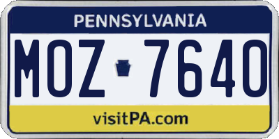 PA license plate MOZ7640