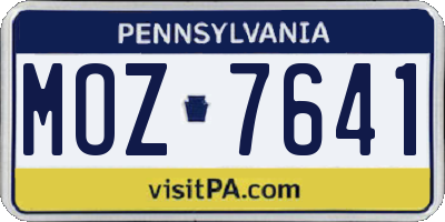 PA license plate MOZ7641