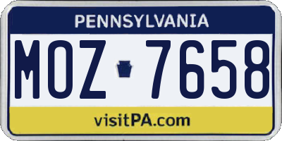 PA license plate MOZ7658