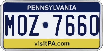 PA license plate MOZ7660