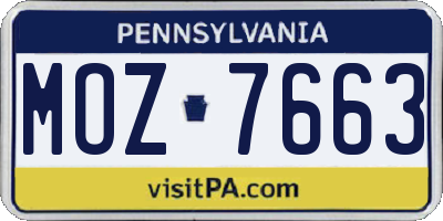 PA license plate MOZ7663