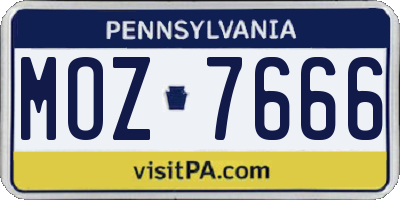PA license plate MOZ7666