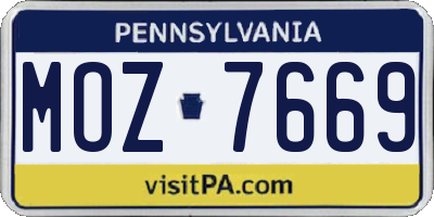 PA license plate MOZ7669