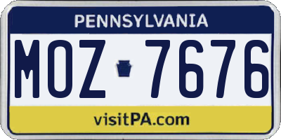 PA license plate MOZ7676