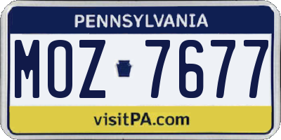 PA license plate MOZ7677