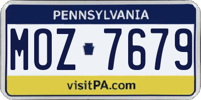 PA license plate MOZ7679