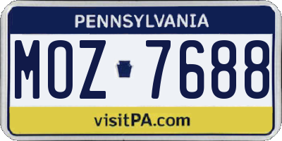 PA license plate MOZ7688