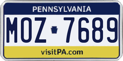 PA license plate MOZ7689