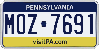 PA license plate MOZ7691
