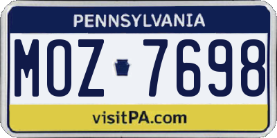 PA license plate MOZ7698