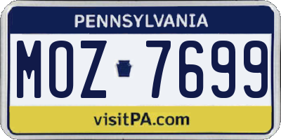 PA license plate MOZ7699