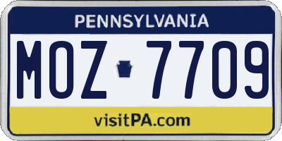 PA license plate MOZ7709