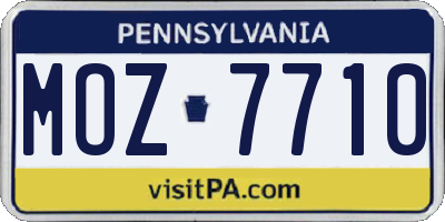 PA license plate MOZ7710