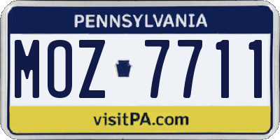 PA license plate MOZ7711