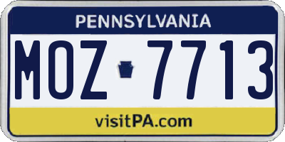 PA license plate MOZ7713