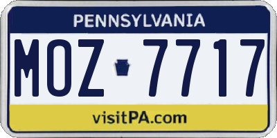 PA license plate MOZ7717