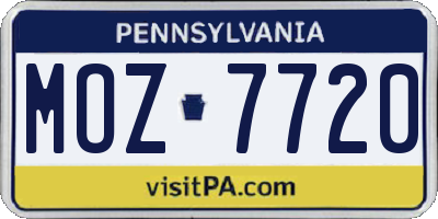 PA license plate MOZ7720