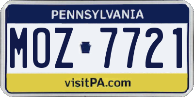 PA license plate MOZ7721