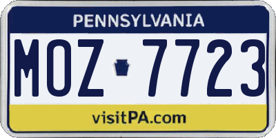 PA license plate MOZ7723