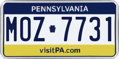 PA license plate MOZ7731